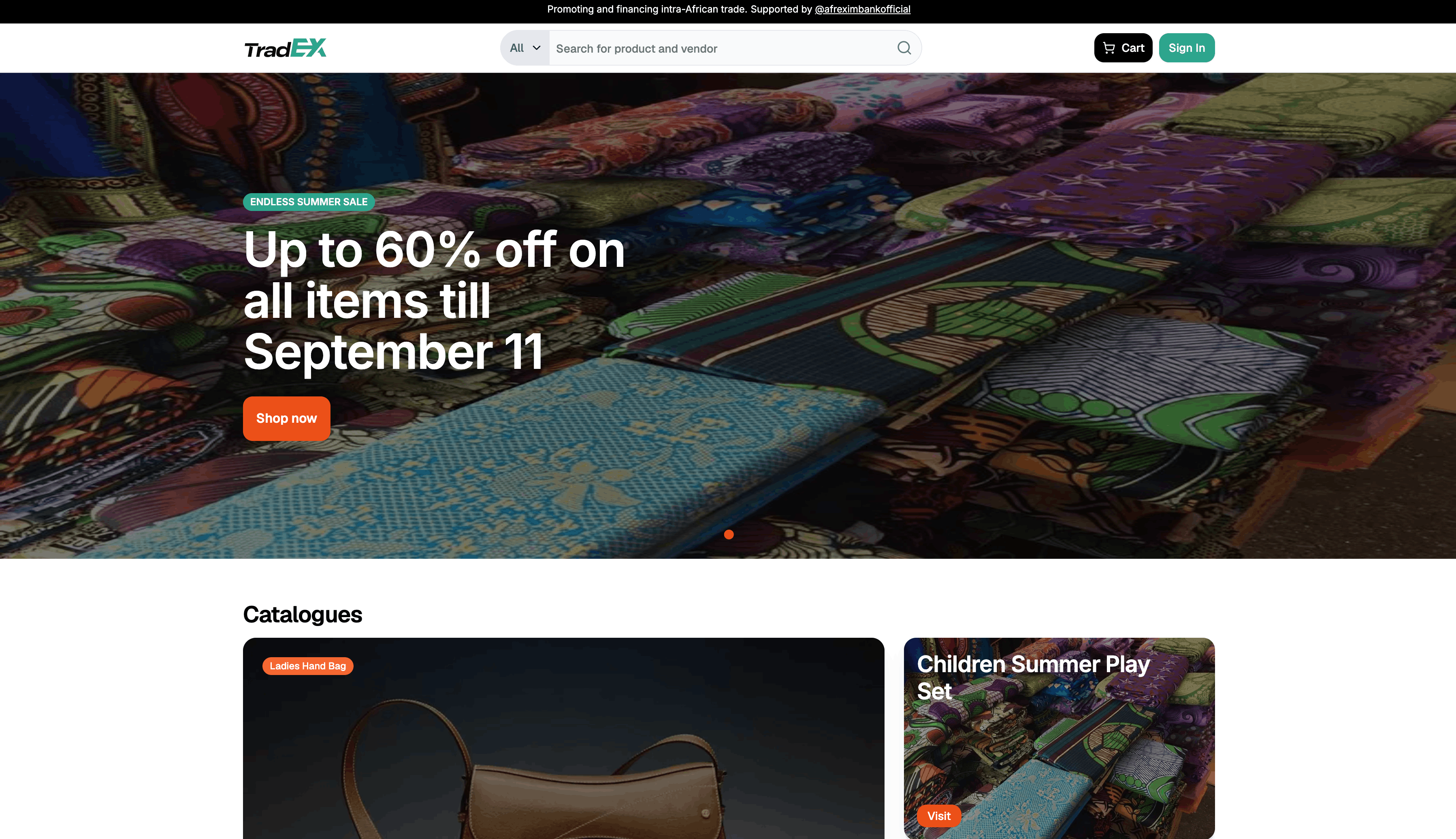 TradEX marketplace storefront